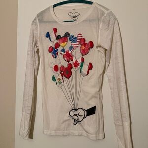 Disney Epcot Flag Balloon Graphic Long Sleeve Shirt